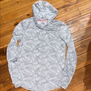 Fishing Hoodie White and Gray Leaf Pattern Hoodie